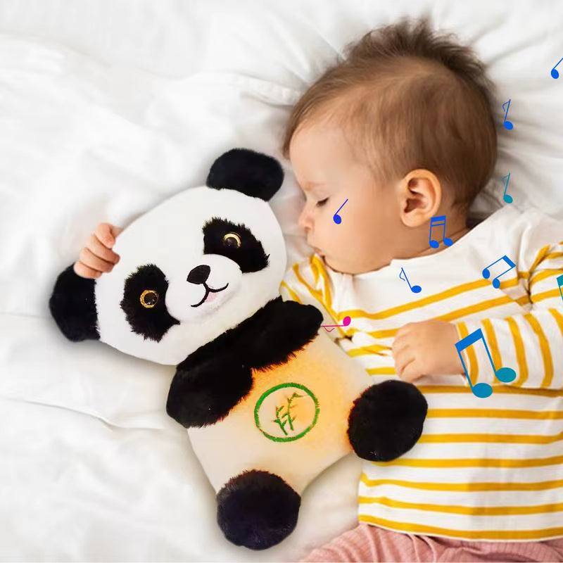 Sleeping Panda Plush Breathing Realistic Stuffed Interactive Panda Toy Plush Sound Machine Portable Plush Toy Music & Sounds For