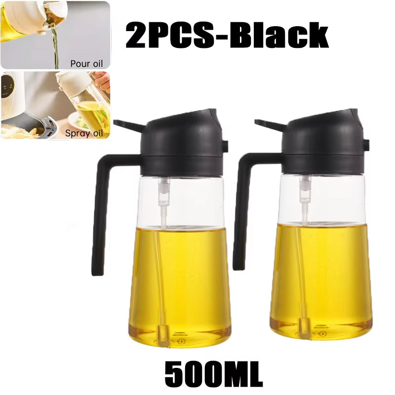 Multi-Functional Kitchen Oil Bottle Spray Oil Pouring Two-In-One Food-Grade Material Is Not Easy to Damage 500ML Large Capacity