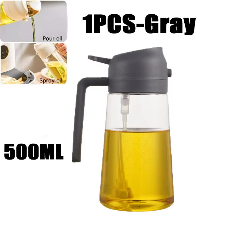 Multi-Functional Kitchen Oil Bottle Spray Oil Pouring Two-In-One Food-Grade Material Is Not Easy to Damage 500ML Large Capacity