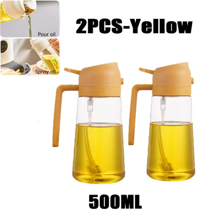 Multi-Functional Kitchen Oil Bottle Spray Oil Pouring Two-In-One Food-Grade Material Is Not Easy to Damage 500ML Large Capacity